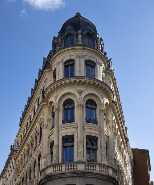 View of famous building in Lyon city, France